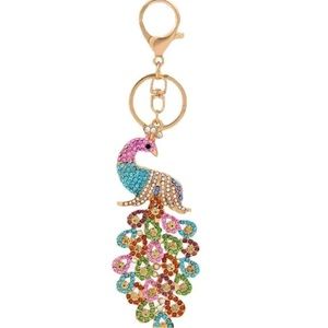 💘NWT-Beautiful Multi Colored Rhinestone Peacock Purse/Keychain💘